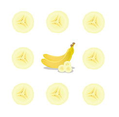 Vector banana and banana slice