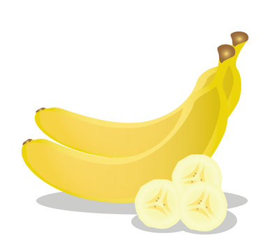 Vector banana and banana slice