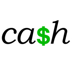Icono texto cash con dolar