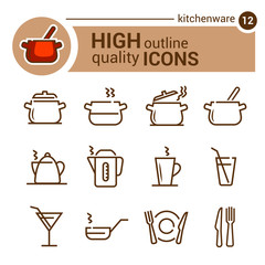 kitchenware line icons