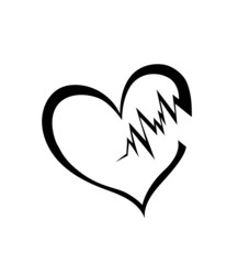Vector of Broken heart outline isolated on white
