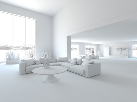 grey interior concept-3d rendering