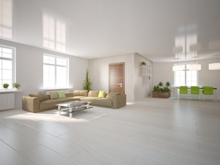 white 3d interior design