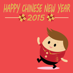 Happy chubby boy with Chinese dress for Chinese new year
