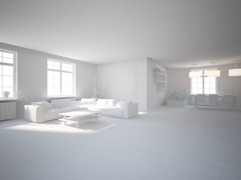 white 3d interior design