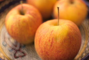 Fresh red apples in natural light