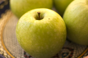Fresh green apples in natural light