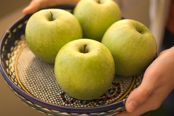 Fresh green apples in natural light