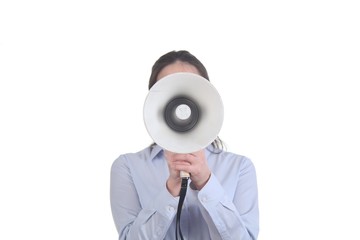Junge Frau mit Megaphone