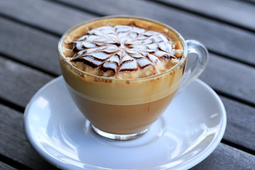 Vintage latte art coffee