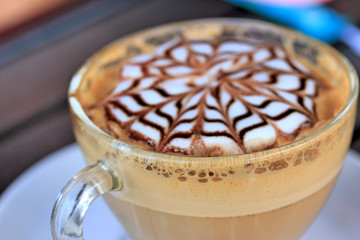 Vintage latte art coffee