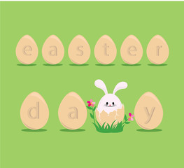 Vector of Easter eggs with Easter bunny for greeting card
