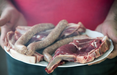 plate of raw meat