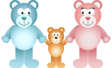 Happy teddy bear family