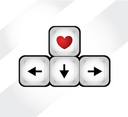 Vector of Keyboard Arrows with Red heart sign
