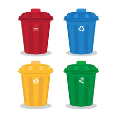 many color wheelie bins set,waste management concept