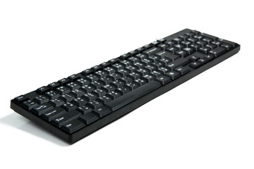 black keyboard keys  computer on  white backgrond