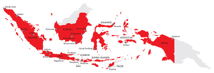 Map of Indonesia with Provinces and Cities