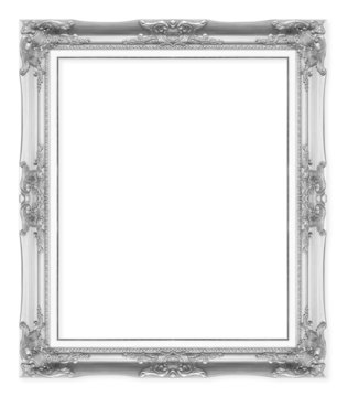 silver antique picture frames. Isolated on white background