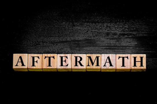 Word AFTERMATH isolated on black background
