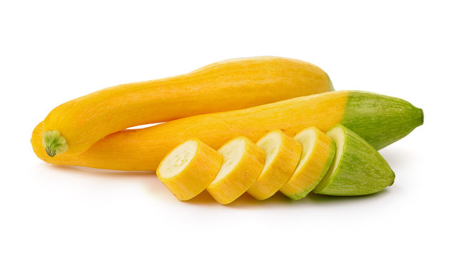 yellow zucchini on white background