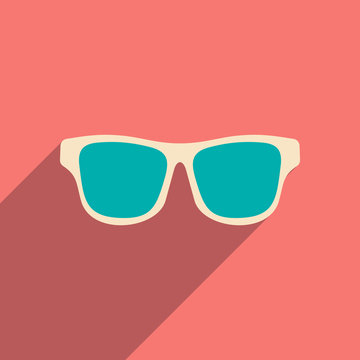 Flat with shadow icon and mobile applacation glasses