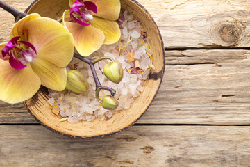 Sea salt, yellow orchid.