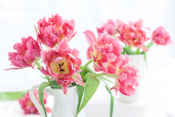 Naklejka na ściany i meble pink double peony tulip