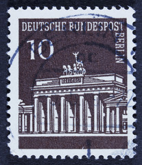 A stamp printed in Germany shows Brandenburg Gate, Berlin