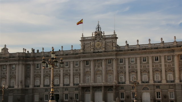 Royal Palace in Madrid in a summer evening, Spain. Zoom.