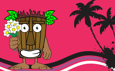 Obraz na płótnie Canvas tiki hawaiian mask cartoon summer background5