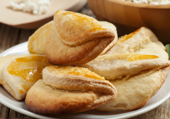 traditional Russian cuisine homemade biscuits with cheese, selec