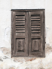 weathered wooden window