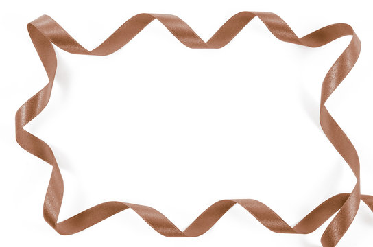 Frame Of Orange Ribbon On White Background