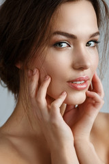 Fototapeta premium Woman with natural makeup and hairstyle