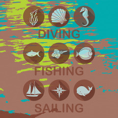 set of icons for water recreation