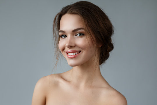 Woman with natural makeup and hairstyle
