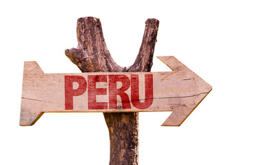 Peru wooden sign isolated on white background