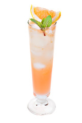 Cocktail with ice  in a tall glass