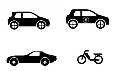 Auto& 39 s en bromfietsen in 4 iconen
