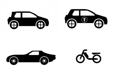 Fototapete Autorennen Autos und Moped in 4 Symbolen