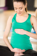 Pregnant woman. Yoga.