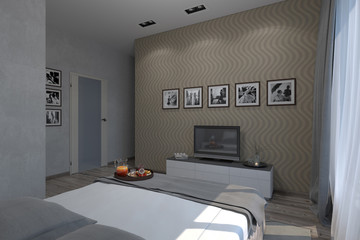 3d illustration of bedrooms in a contemporary style