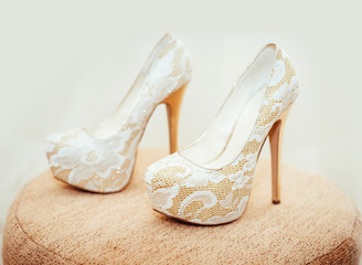 White shoe of the Bride . wedding theme background