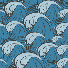 Seamless vector pattern with sea waves