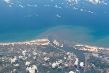 Aerial view of Sergipe and Bahia border in Brazil
