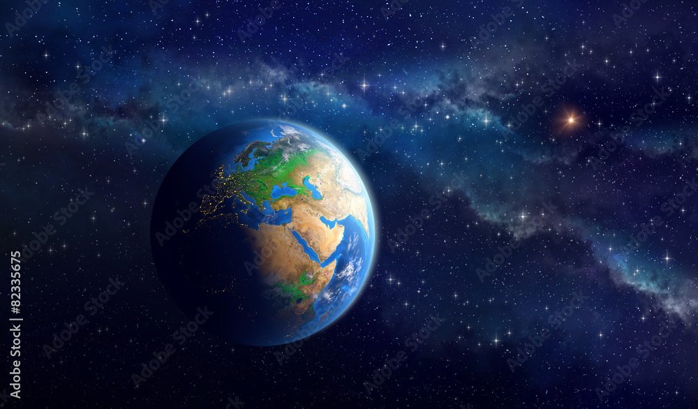 Wall mural planet earth in deep space