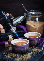 Creme brulee with gas burner