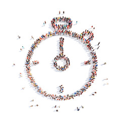 people in the form of a stopwatch.