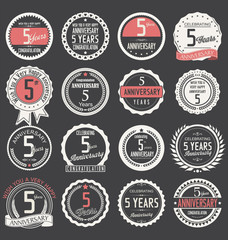 Obraz premium Anniversary label collection, 5 years